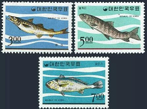 Южная Корея 1966, Рыбы, 3 марки